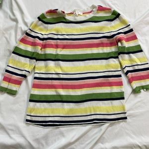 1901 Colorful Striped Sweater with 3/4 Sleeves